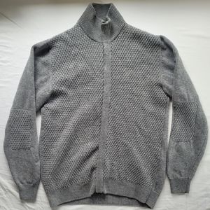Balthazar Grey Wool Textured Zip-Up Cardigan Sweater Size XXL 100% Merino Wool